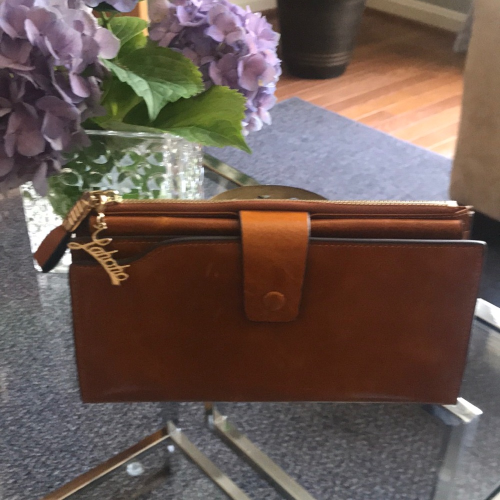 Brown/tan leather wallet
